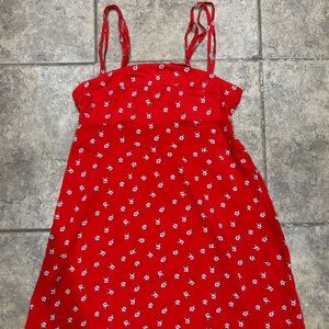 Free People Red and white floral babydoll dress with adjustable straps size XS